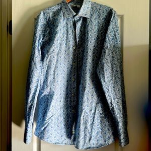 Long sleeve , dress shirt. Medium bluebird print